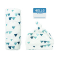 Lulujo Hello World Hat & Swaddle Set – Navy Triangles by Mary Meyer (LJ641)